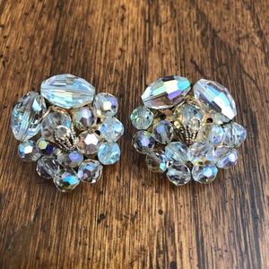 Vintage clip-on sparkle costume earrings